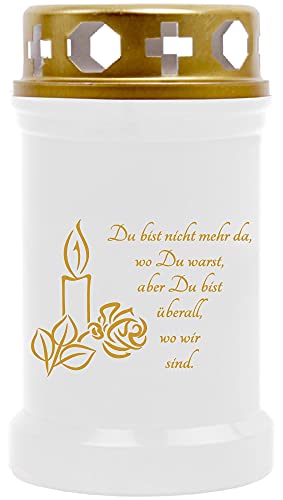 HS Candle Grabkerze Grablicht (Kerze Gold) - ca 40h Brenndauer je Kerze (14,5cm, Ø 7cm) - viele Verschiedene Designs von HS Candle