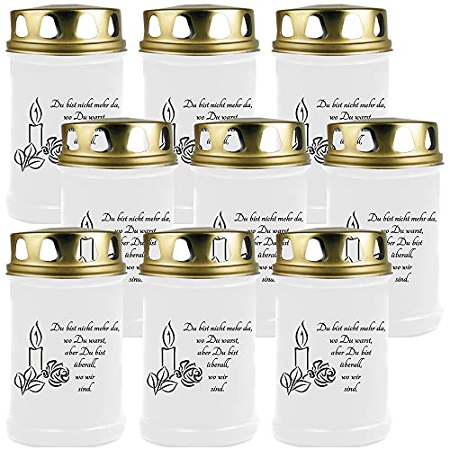 HS Candle Grabkerze Grablicht - 9er Pack - (Kerze Schwarz) - ca 40h Brenndauer je Kerze (14,5cm, Ø 7cm) - viele Verschiedene Designs von HS Candle