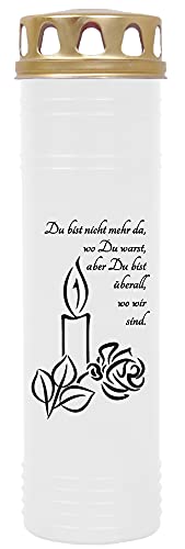 HS Candle Grabkerze Grablicht mit Motiv (Kerze) - ca 170h / 7 Tage Brenndauer je Kerze (26cm, Ø 7cm) - viele Verschiedene Designs von HS Candle