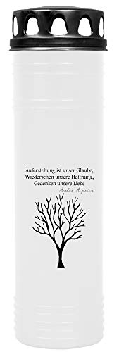 HS Candle Grablicht (Deckel Schwarz) Grabkerze ca. 170h Brenndauer / 7-Tage Brenner - Motiv: Baum, in vielen Varianten von HS Candle