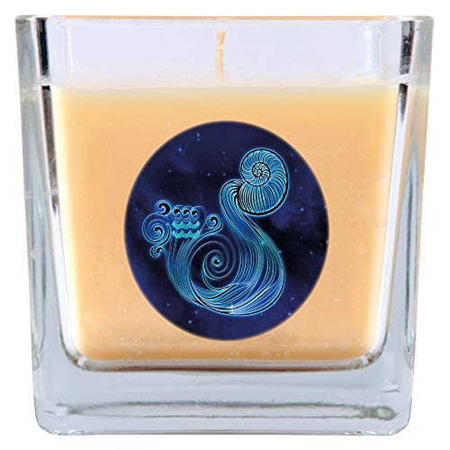 HS Candle "Sternzeichen" Duftkerze Vanille im Bonbonglas (Wassermann) - viele Motive zur Auswahl, 190g - Brenndauer bis zu 50 Std - Aquarius von HS Candle