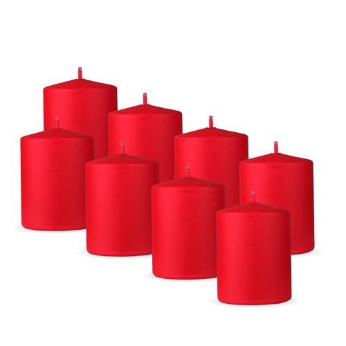 HS Candle Stumpenkerzen 8er Pack "Dunkelrot", Größe Ø7 x 8 cm, Wachskerzen lange Brenndauer bis zu 20 Std. - unparfümierte Säulenkerzen - viele Farben/Größen HS Candle Stumpenkerzen 8er Pack "Dunkelrot", Größe Ø7 x 8 cm, Wachskerzen lange Brenndauer bis zu 20 Std. - unparfümierte Säulenkerzen - viele Farben/Größen von HS Candle