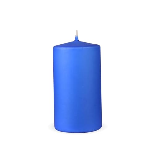 HS Candle Stumpenkerzen "Dunkelblau", Größe Ø7 x 12 cm, Wachskerzen lange Brenndauer bis zu 35 Std. - unparfümierte Säulenkerzen - viele Farben/Größen von HS Candle