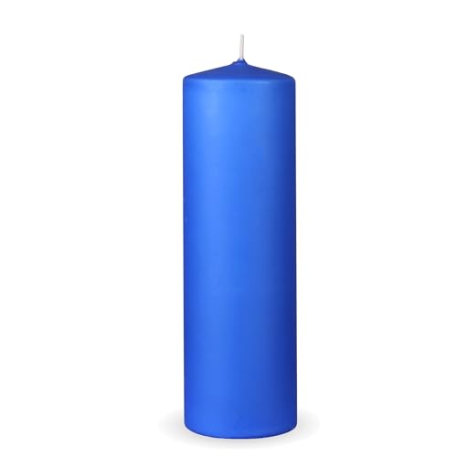 HS Candle Stumpenkerzen "Dunkelblau", Größe Ø7 x 20 cm, Wachskerzen lange Brenndauer bis zu 65 Std. - unparfümierte Säulenkerzen - viele Farben/Größen von HS Candle