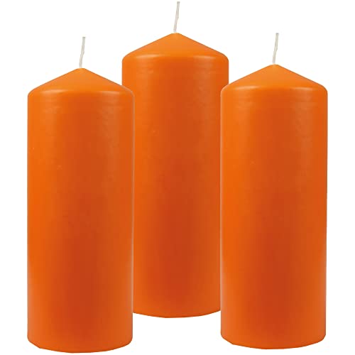 HS Candle Stumpenkerzen Wachskerzen Ø6cm x 17cm (3er Pack) Ocker - Lange Brenndauer, Hergestellt in EU, Kerzen Blockkerzen - Wachs Stumpen von HS Candle