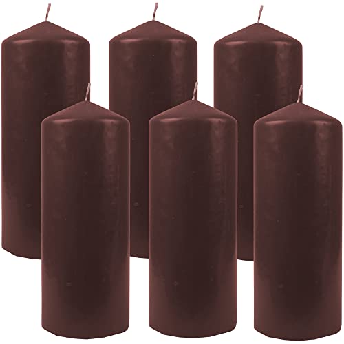 HS Candle Stumpenkerzen Wachskerzen Ø6cm x 17cm (6er Pack) Braun - Lange Brenndauer, Hergestellt in EU, Kerzen Blockkerzen - Wachs Stumpen von HS Candle