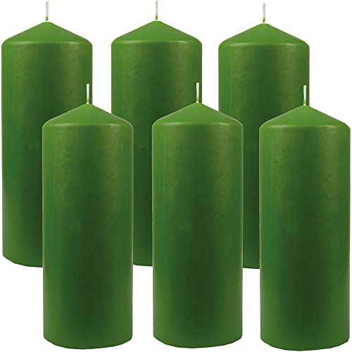 HS Candle Stumpenkerzen Wachskerzen Ø6cm x 17cm (6er Pack) Hellgrün - Lange Brenndauer, Hergestellt in EU, Kerzen Blockkerzen - Wachs Stumpen von HS Candle