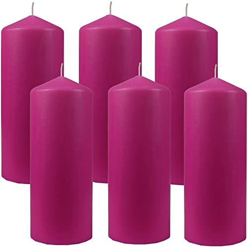 HS Candle Stumpenkerzen Wachskerzen Ø6cm x 17cm (6er Pack) Lila - Lange Brenndauer, Hergestellt in EU, Kerzen Blockkerzen - Wachs Stumpen von HS Candle