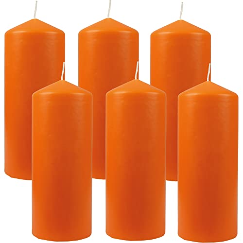 HS Candle Stumpenkerzen Wachskerzen Ø6cm x 17cm (6er Pack) Ocker - Lange Brenndauer, Hergestellt in EU, Kerzen Blockkerzen - Wachs Stumpen von HS Candle