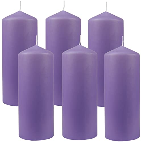 HS Candle Stumpenkerzen Wachskerzen Ø6cm x 17cm (6er Pack) Violett - Lange Brenndauer, Hergestellt in EU, Kerzen Blockkerzen - Wachs Stumpen von HS Candle