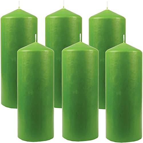 HS Candle Stumpenkerzen Wachskerzen Ø8cm x 20cm (6er Pack) Limette - Lange Brenndauer, Hergestellt in EU, Kerzen Blockkerzen - Wachs Stumpen von HS Candle