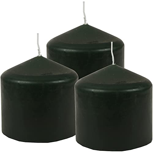 HS Candle Stumpenkerzen Wachskerzen Ø8cm x 8cm (3er Pack) Dunkelgrün - Lange Brenndauer, Hergestellt in EU, Kerzen Blockkerzen - Wachs Stumpen von HS Candle