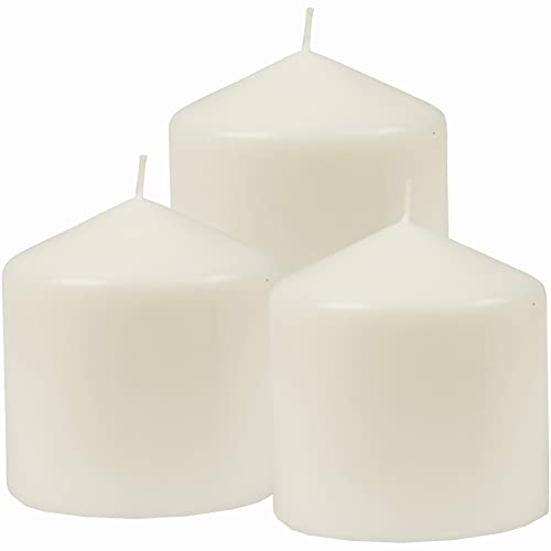 HS Candle Stumpenkerzen Wachskerzen Ø8cm x 8cm (3er Pack) Elfenbein - Lange Brenndauer, Hergestellt in EU, Kerzen Blockkerzen - Wachs Stumpen von HS Candle