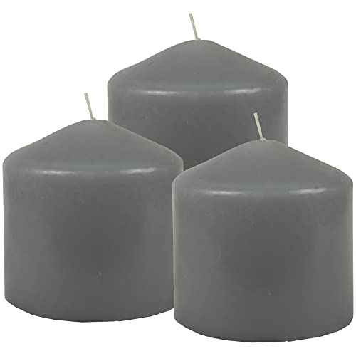 HS Candle Stumpenkerzen Wachskerzen Ø8cm x 8cm (3er Pack) Grau - Lange Brenndauer, Hergestellt in EU, Kerzen Blockkerzen - Wachs Stumpen von HS Candle