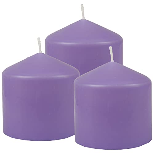 HS Candle Stumpenkerzen Wachskerzen Ø8cm x 8cm (3er Pack) Lila - Lange Brenndauer, Hergestellt in EU, Kerzen Blockkerzen - Wachs Stumpen von HS Candle