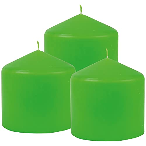 HS Candle Stumpenkerzen Wachskerzen Ø8cm x 8cm (3er Pack) Limette - Lange Brenndauer, Hergestellt in EU, Kerzen Blockkerzen - Wachs Stumpen von HS Candle