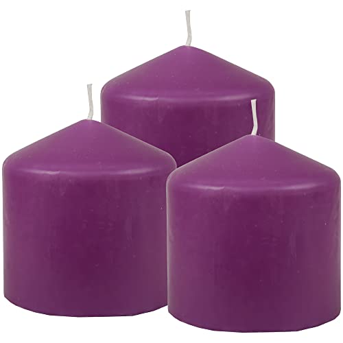 HS Candle Stumpenkerzen Wachskerzen Ø8cm x 8cm (3er Pack) Violett - Lange Brenndauer, Hergestellt in EU, Kerzen Blockkerzen - Wachs Stumpen von HS Candle