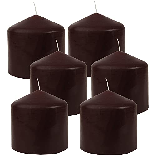 HS Candle Stumpenkerzen Wachskerzen Ø8cm x 8cm (6er Pack) Braun - Lange Brenndauer, Hergestellt in EU, Kerzen Blockkerzen - Wachs Stumpen von HS Candle