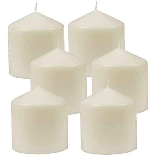 HS Candle Stumpenkerzen Wachskerzen Ø8cm x 8cm (6er Pack) Elfenbein - Lange Brenndauer, Hergestellt in EU, Kerzen Blockkerzen - Wachs Stumpen von HS Candle