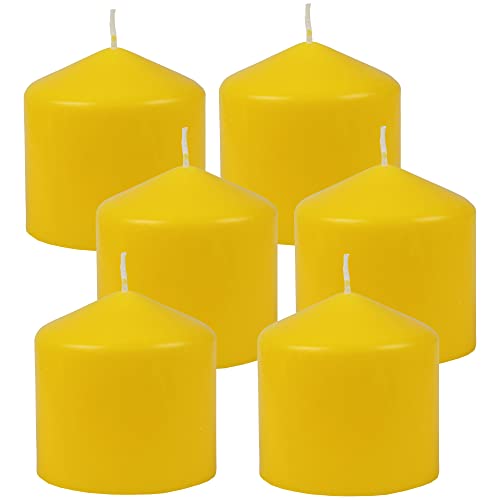 HS Candle Stumpenkerzen Wachskerzen Ø8cm x 8cm (6er Pack) Gelb - Lange Brenndauer, Hergestellt in EU, Kerzen Blockkerzen - Wachs Stumpen von HS Candle
