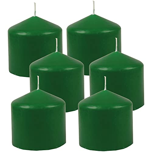 HS Candle Stumpenkerzen Wachskerzen Ø8cm x 8cm (6er Pack) Grün - Lange Brenndauer, Hergestellt in EU, Kerzen Blockkerzen - Wachs Stumpen von HS Candle