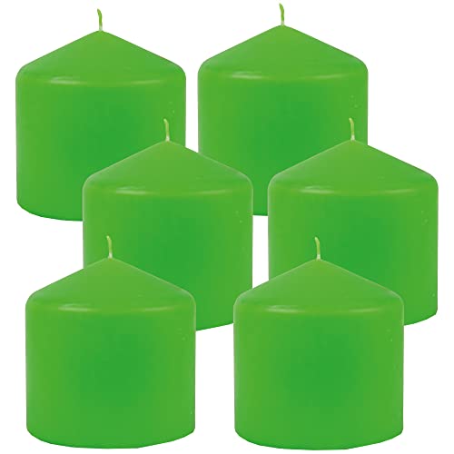 HS Candle Stumpenkerzen Wachskerzen Ø8cm x 8cm (6er Pack) Hellgrün - Lange Brenndauer, Hergestellt in EU, Kerzen Blockkerzen - Wachs Stumpen von HS Candle