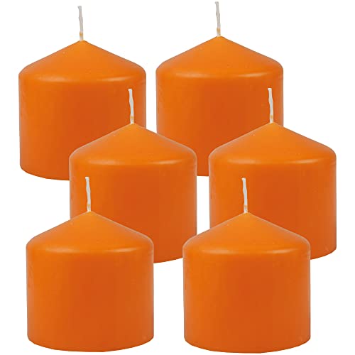 HS Candle Stumpenkerzen Wachskerzen Ø8cm x 8cm (6er Pack) Ocker - Lange Brenndauer, Hergestellt in EU, Kerzen Blockkerzen - Wachs Stumpen von HS Candle