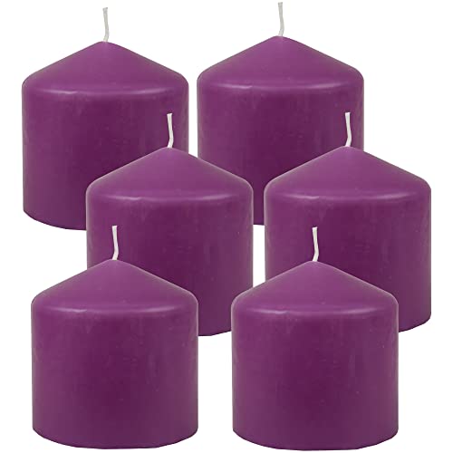 HS Candle Stumpenkerzen Wachskerzen Ø8cm x 8cm (6er Pack) Violett - Lange Brenndauer, Hergestellt in EU, Kerzen Blockkerzen - Wachs Stumpen von HS Candle