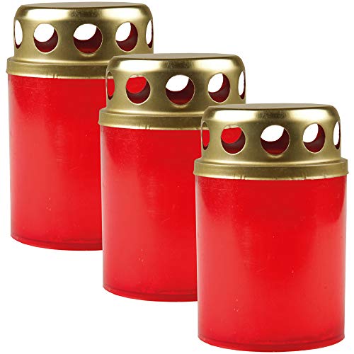 HS Candle Stundenbrenner 3er Pack in Rot mit ca. 18h Brenndauer von HS Candle