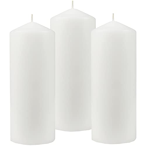 HS Candle Wachskerzen (3er Pack) Weiß Stumpenkerzen Ø6cm x 13,5cm - Kerze in vielen Farben, Lange Brenndauer - Hergestellt in EU - Kerzen Blockkerzen von HS Candle