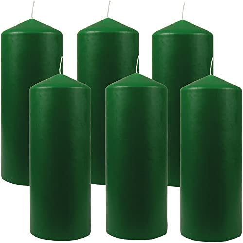HS Candle Wachskerzen (6er Pack) Hellgrün Stumpenkerzen Ø6cm x 13,5cm - Kerze in vielen Farben, Lange Brenndauer - Hergestellt in EU - Kerzen Blockkerzen von HS Candle