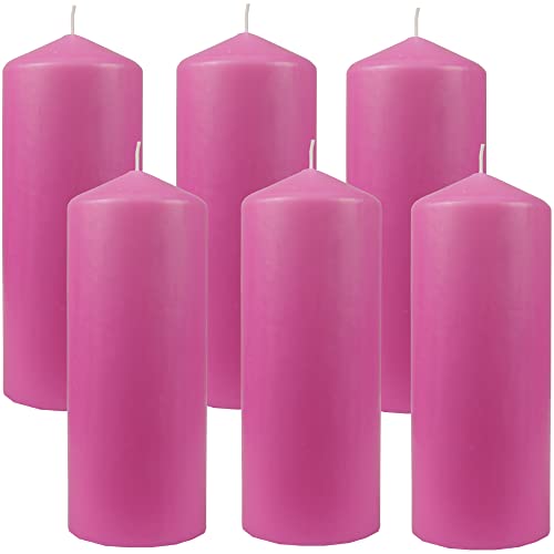 HS Candle Wachskerzen (6er Pack) Rose Stumpenkerzen Ø6cm x 13,5cm - Kerze in vielen Farben, Lange Brenndauer - Hergestellt in EU - Kerzen Blockkerzen von HS Candle