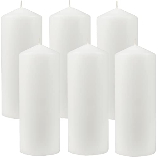 HS Candle Wachskerzen (6er Pack) Weiß Stumpenkerzen Ø6cm x 13,5cm - Kerze in vielen Farben, Lange Brenndauer - Hergestellt in EU - Kerzen Blockkerzen von HS Candle