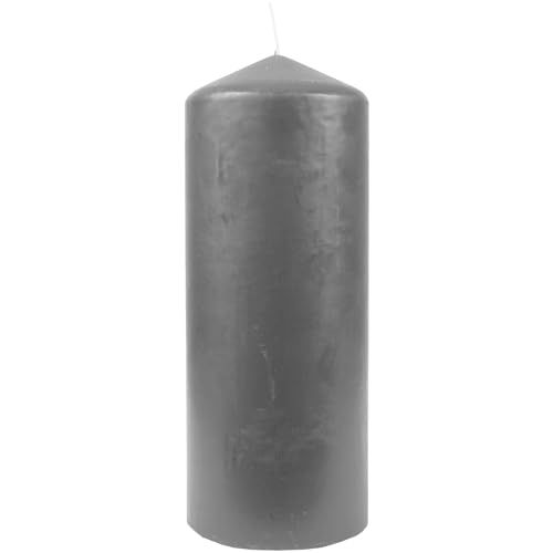 HS Candle Wachskerzen Grau Stumpenkerzen Ø6cm x 13,5cm - Kerze in vielen Farben, Lange Brenndauer - Hergestellt in EU - Kerzen Blockkerzen - Wachs von HS Candle