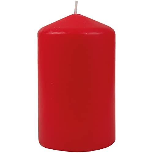 HS Candle Wachskerzen Rot Stumpenkerzen Ø6cm x 10cm - Kerze in vielen Farben, Lange Brenndauer - Hergestellt in EU - Kerzen Blockkerzen - Wachs von HS Candle