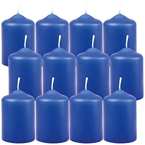 HS Candle Wachskerzen Stumpenkerzen Blau Ø4cm x 6cm (12 Stück) Teelicht Durchmesser, in vielen Farben - Hergestellt in EU - Kerzen Blockkerzen - Wachs von HS Candle