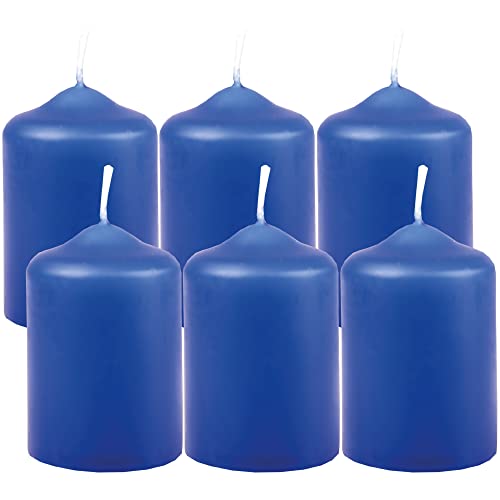 HS Candle Wachskerzen Stumpenkerzen Blau Ø4cm x 6cm (6 Stück) Teelicht Durchmesser, in vielen Farben - Hergestellt in EU - Kerzen Blockkerzen - Wachs von HS Candle