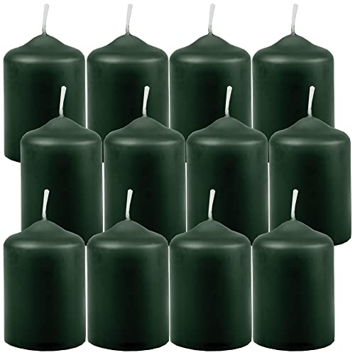 HS Candle Wachskerzen Stumpenkerzen Dunkelgrün Ø4cm x 6cm (12 Stück) Teelicht Durchmesser, in vielen Farben - Hergestellt in EU - Kerzen Blockkerzen - Wachs von HS Candle