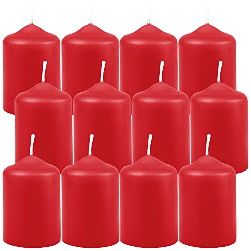 HS Candle Wachskerzen Stumpenkerzen Rot Ø4cm x 6cm (12 Stück) Teelicht Durchmesser, in vielen Farben - Hergestellt in EU - Kerzen Blockkerzen - Wachs von HS Candle