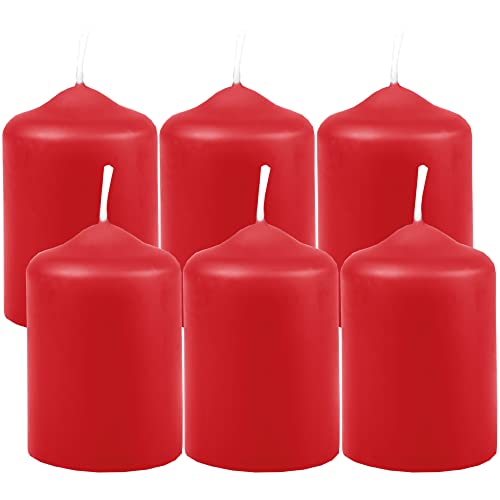 HS Candle Wachskerzen Stumpenkerzen Rot Ø4cm x 6cm (6 Stück) Teelicht Durchmesser, in vielen Farben - Hergestellt in EU - Kerzen Blockkerzen - Wachs von HS Candle