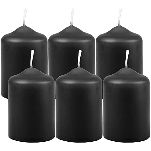 HS Candle Wachskerzen Stumpenkerzen Schwarz Ø4cm x 6cm (6 Stück) Teelicht Durchmesser, in vielen Farben - Hergestellt in EU - Kerzen Blockkerzen - Wachs von HS Candle