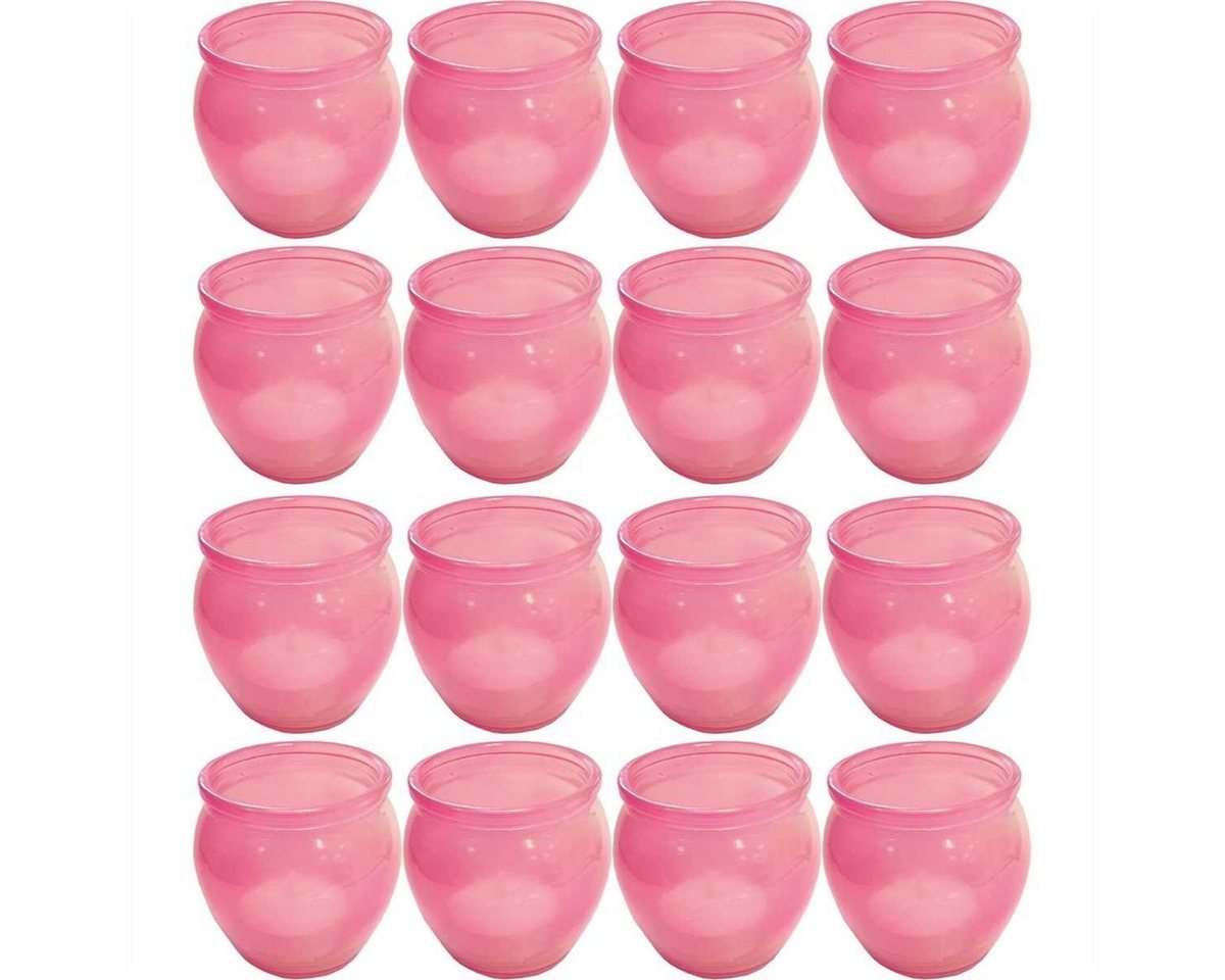 HS Candle Windlicht (16 St), Windlichter (Rosa) im PARTYSET inkl. Teelicht, 16 Stück" Windlicht Gläser zur Deko - Teelichthalter für drinnen und draußen, 6cm x 6cm" von HS Candle