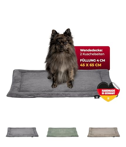 HS-Hundebett® Hundedecke Cord mit Füllung XS (45x65 cm) – Waschbare Wendedecke – Kuscheldecke für Hunde – Gemütlicher Ruheplatz – Anthrazit, Made in DE von HS-Hundebett