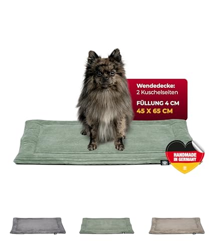 HS-Hundebett® Hundedecke Cord mit Füllung XS (45x65 cm) – Waschbare Wendedecke – Kuscheldecke für Hunde – Gemütlicher Ruheplatz – Grün, Made in DE von HS-Hundebett