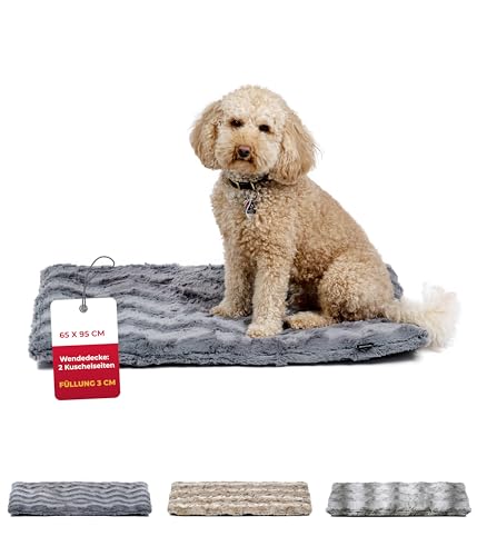 HS-Hundebett® Hundedecke Exklusiv mit Füllung M (65x95 cm) – Gepolstert, Wendbar & Waschbar – Gemütliche Hunde Kuscheldecke – Anthrazit, Made in DE von HS-Hundebett