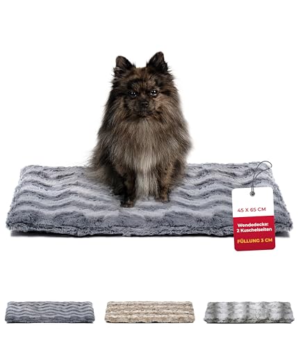 HS-Hundebett® Hundedecke Exklusiv mit Füllung XS (45x65 cm) – Gepolstert, Wendbar & Waschbar – Gemütliche Hunde Kuscheldecke – Anthrazit, Made in DE von HS-Hundebett