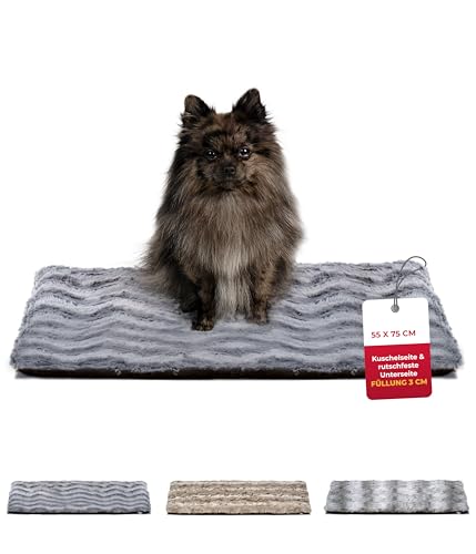 HS-Hundebett® Hundedecke Exklusiv mit Füllung und Anti-Rutsch S (55x75 cm) – Gepolstert & Waschbar – Gemütliche Hunde Kuscheldecke – Anthrazit, Made in DE von HS-Hundebett