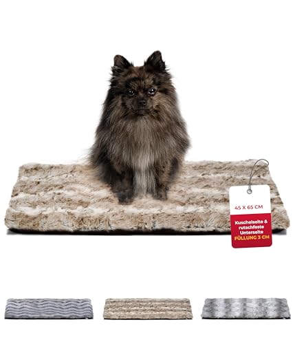 HS-Hundebett® Hundedecke Exklusiv mit Füllung und Anti-Rutsch XS (45x65 cm) – Gepolstert & Waschbar – Gemütliche Hunde Kuscheldecke – Sand, Made in DE von HS-Hundebett