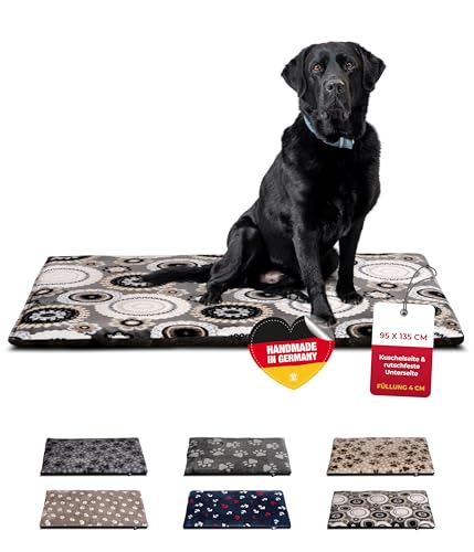HS-Hundebett® Hundedecke XL (95x135 cm) – rutschfest & gemütlich Dank 3 cm Füllung – Perfekt fürs Sofa, Auto & Hundebox – Mandala Anthrazit, Made in DE von HS-Hundebett