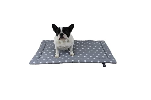 Made in Germany rutschfeste Hundedecke Sommer, Sterne Grau, 45x65cm für kleine & große Hunde I weiche Kuscheldecke, waschbar, trocknergeeignet von HS-Hundebett